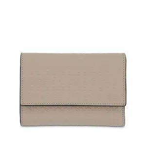 Repeat Small Vertical Wallet in Embossed Calfskin in Light Oat