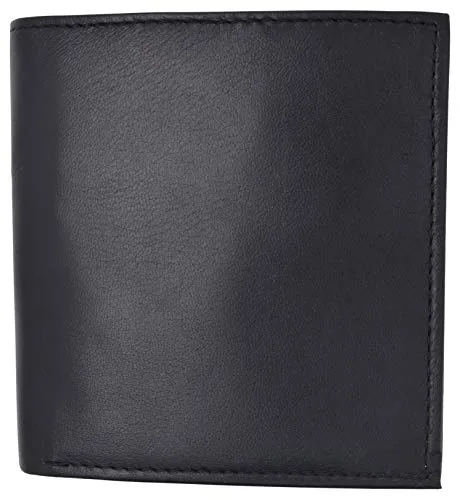 RFID Genuine Nappa Cow leather Dual Credit Card ID Flap Bifold Mens Wallet Passcase