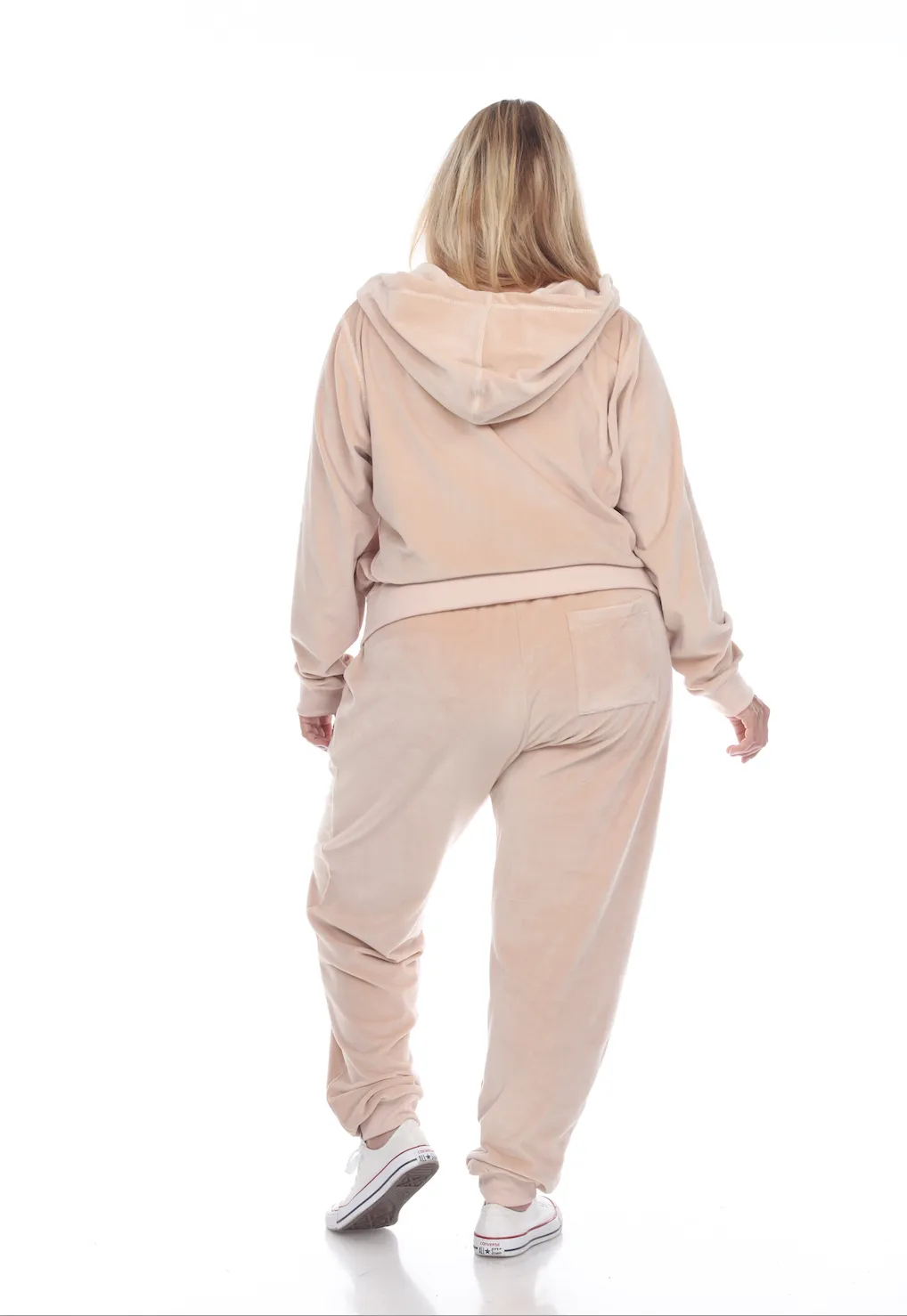 Royal Curves Velour 2 Piece Beige Tracksuit Set