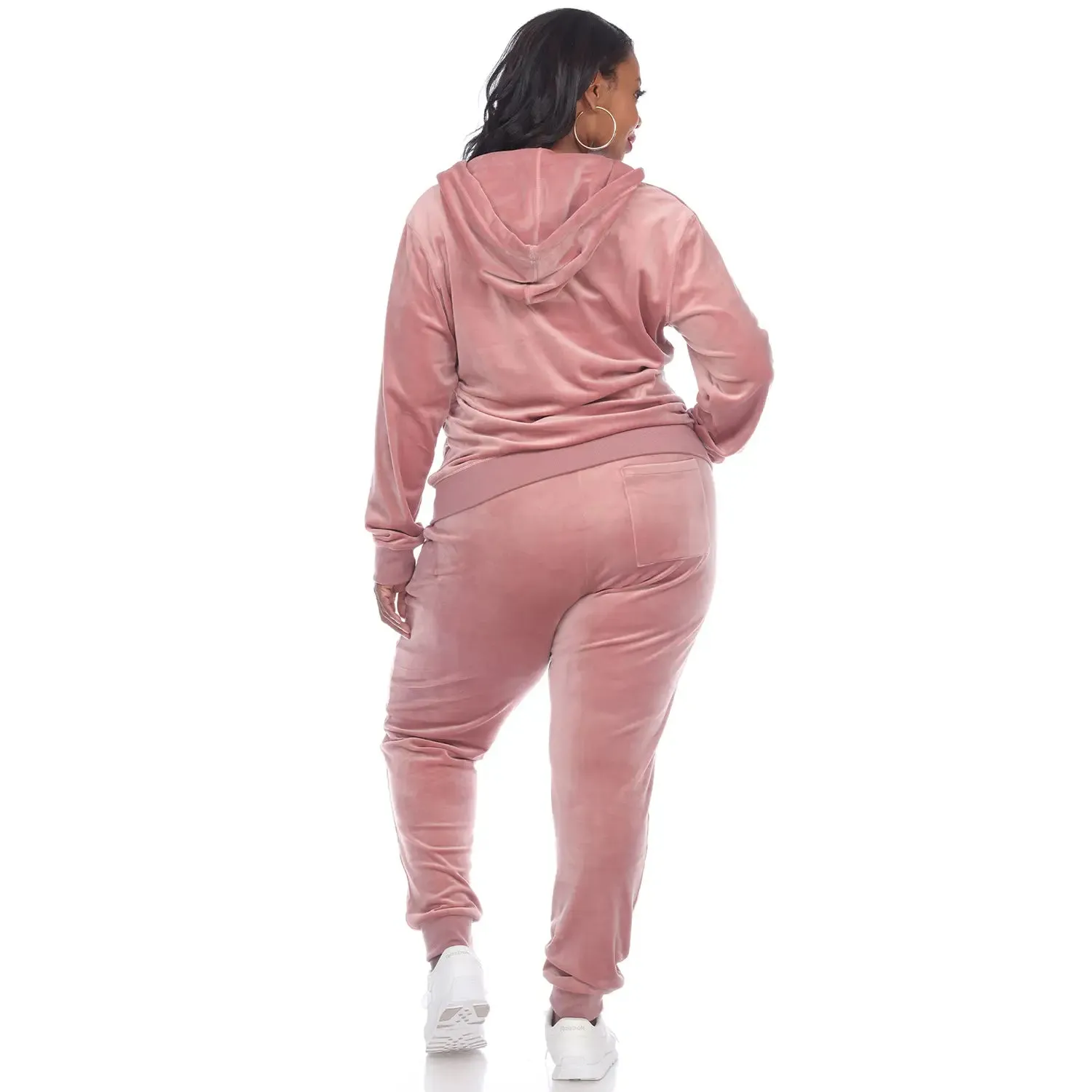 Royal Curves Velour 2 Piece Pink Tracksuit Set