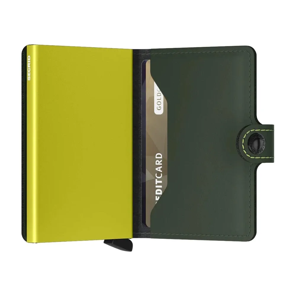 Secrid Matte Leather Mini Wallet | Green/Lime