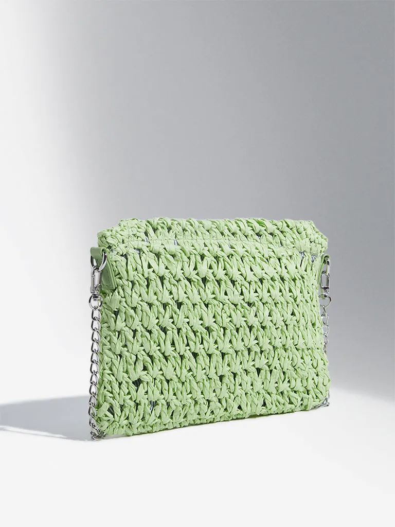 Studiowest Light Green Woven-Textured Sling Bag