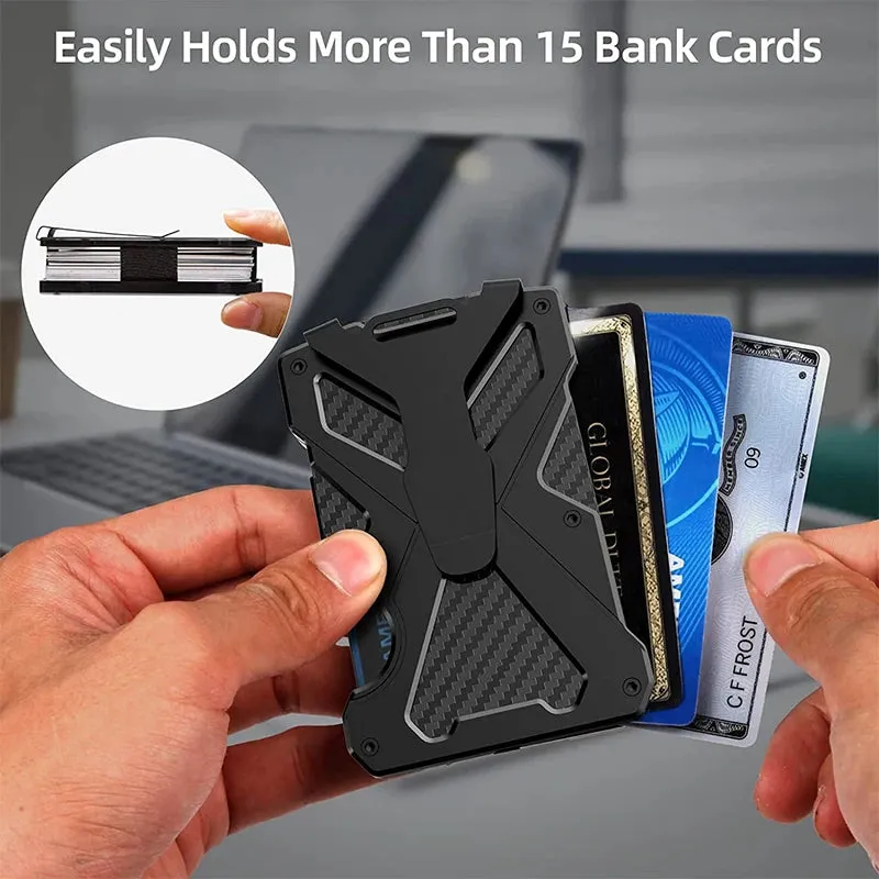 Tactical  Minimalism Men's Wallet Aluminum RFID shield Card Holder with transparent ID card clip