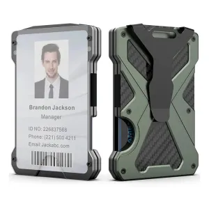 Tactical  Minimalism Men's Wallet Aluminum RFID shield Card Holder with transparent ID card clip