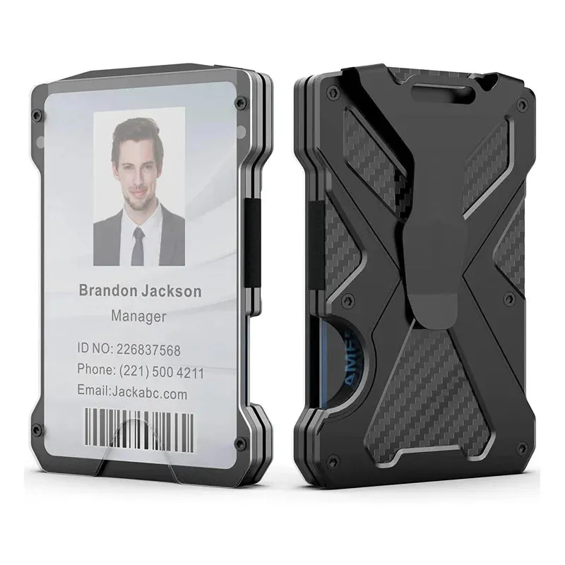 Tactical  Minimalism Men's Wallet Aluminum RFID shield Card Holder with transparent ID card clip