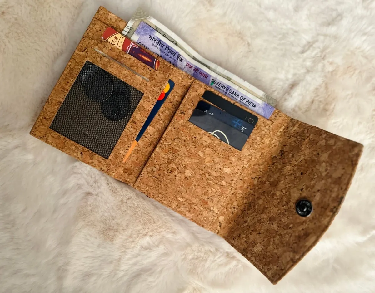 Terra- Handcrafted Cotton & Cork Fabric Wallet | Vegan Leather