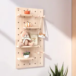 The Better Home Pinewood Pegboard Wall Organizer(32 * 16inch) Wooden Shelf for Wall | Wall Shelf for Living Room, Office, Bedroom | Wall Hanging Shelf | Wooden Key Holder for Wall | Storage Organizer