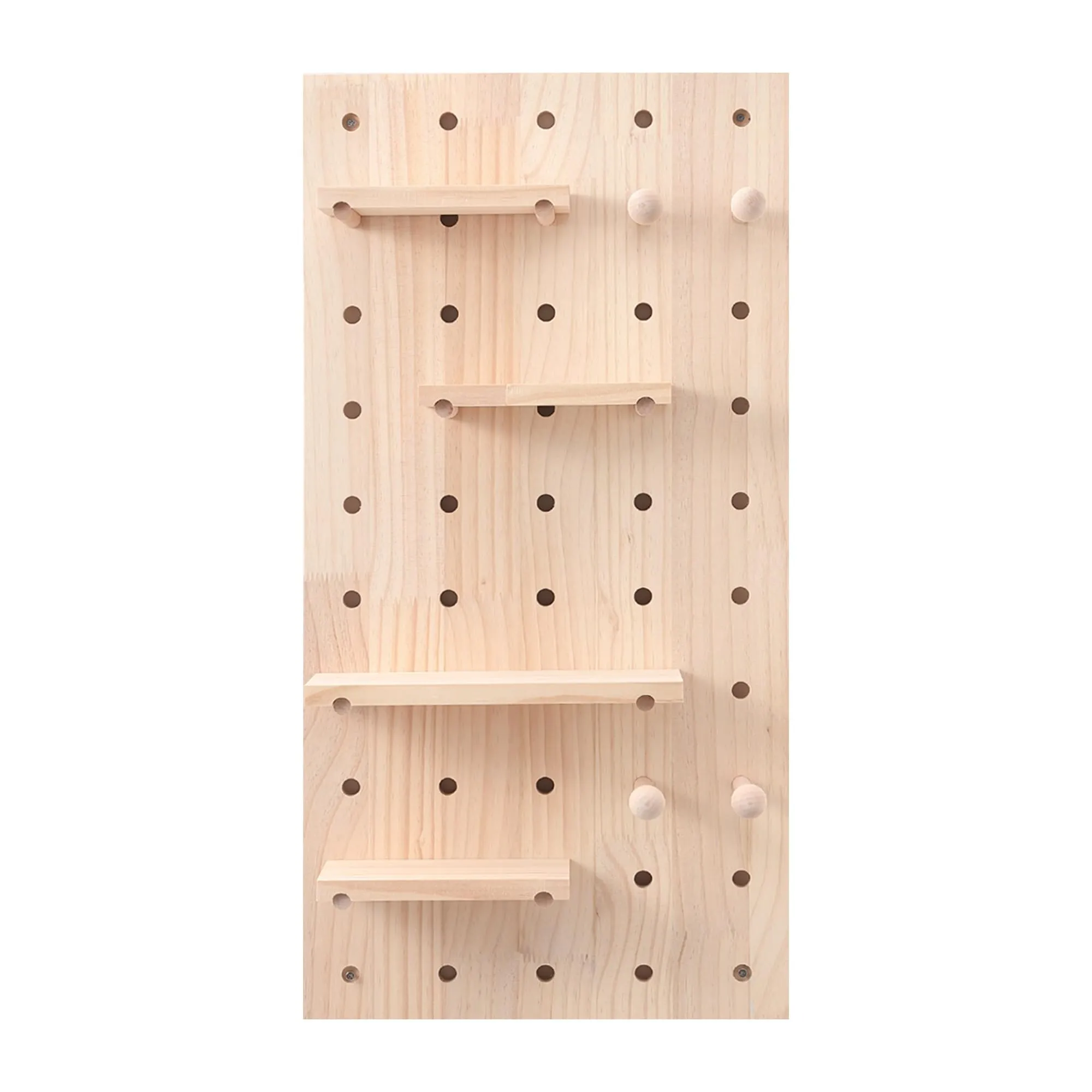 The Better Home Pinewood Pegboard Wall Organizer(32 * 16inch) Wooden Shelf for Wall | Wall Shelf for Living Room, Office, Bedroom | Wall Hanging Shelf | Wooden Key Holder for Wall | Storage Organizer