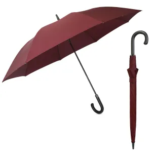 THE CLOWNFISH Umbrella Celebrity Series Single Fold Auto Open J- shape Handle Waterproof Pongee Umbrellas For Men and Women (Maroon)