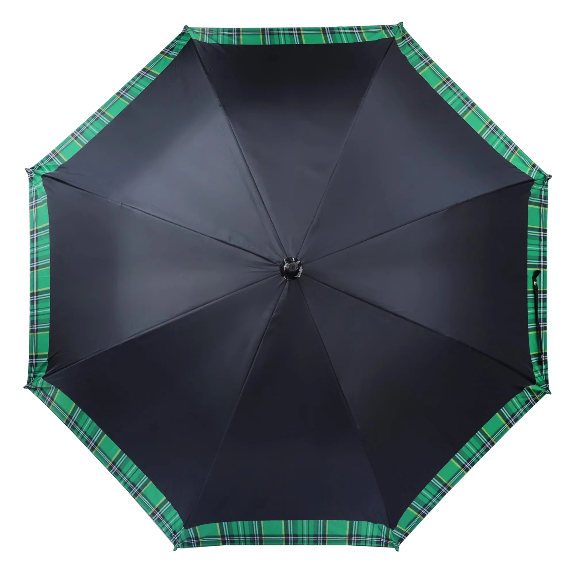 THE CLOWNFISH Umbrella Checks Border Series Single Fold Auto Open J- shape Handle Waterproof Taffeta Polyester 190 T Straight Umbrellas For Men and Women (Checks Border-Green)