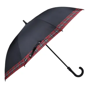 THE CLOWNFISH Umbrella Checks Border Series Single Fold Auto Open J- shape Handle Waterproof Taffeta Polyester 190 T Straight Umbrellas For Men and Women (Checks Border-Red)