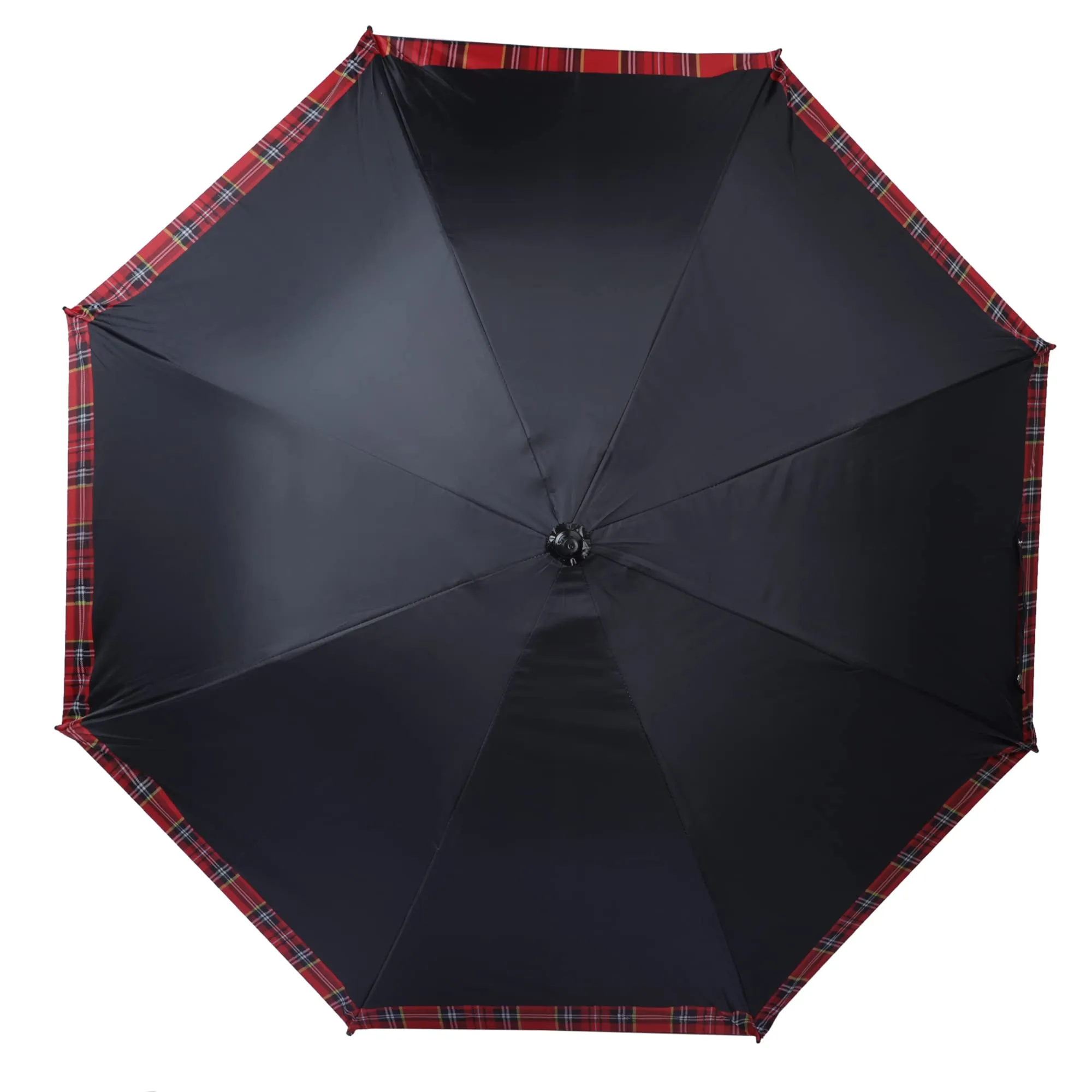 THE CLOWNFISH Umbrella Checks Border Series Single Fold Auto Open J- shape Handle Waterproof Taffeta Polyester 190 T Straight Umbrellas For Men and Women (Checks Border-Red)