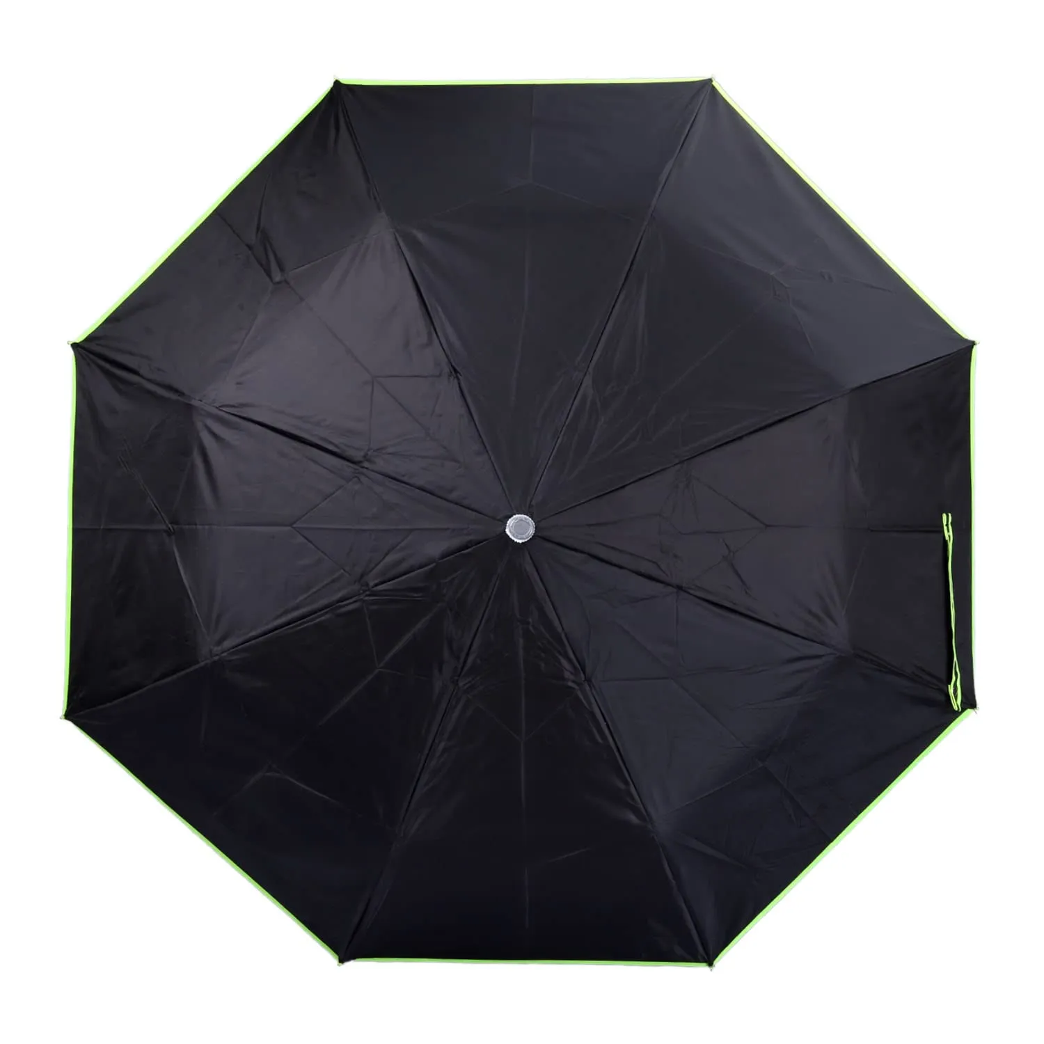 THE CLOWNFISH Umbrella Coloured Piping Series 3 Fold Auto Open Waterproof 190 T Polyester Double Coated Silver Lined Umbrellas For Men and Women (Coloured Piping-Fluoroscent Green)