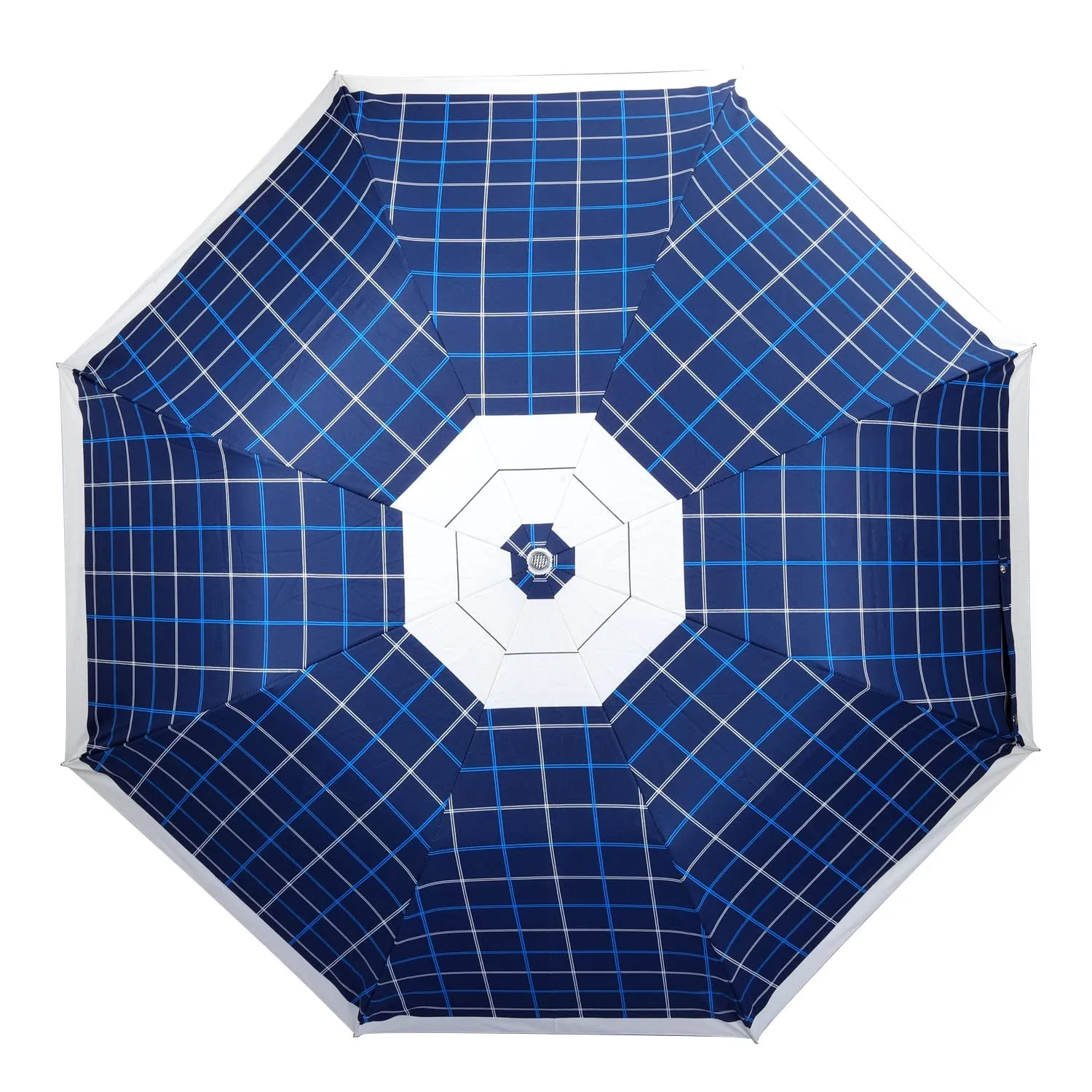 THE CLOWNFISH Umbrella Drizzle Series 2- Fold Auto Open Waterproof Pongee Umbrellas For Men and Women (Checks Design- Navy Blue Blue)