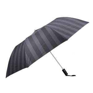 THE CLOWNFISH Umbrella Drizzle Series 2- Fold Auto Open Waterproof Pongee Umbrellas For Men and Women (Stripes Design-Charcoal Black)