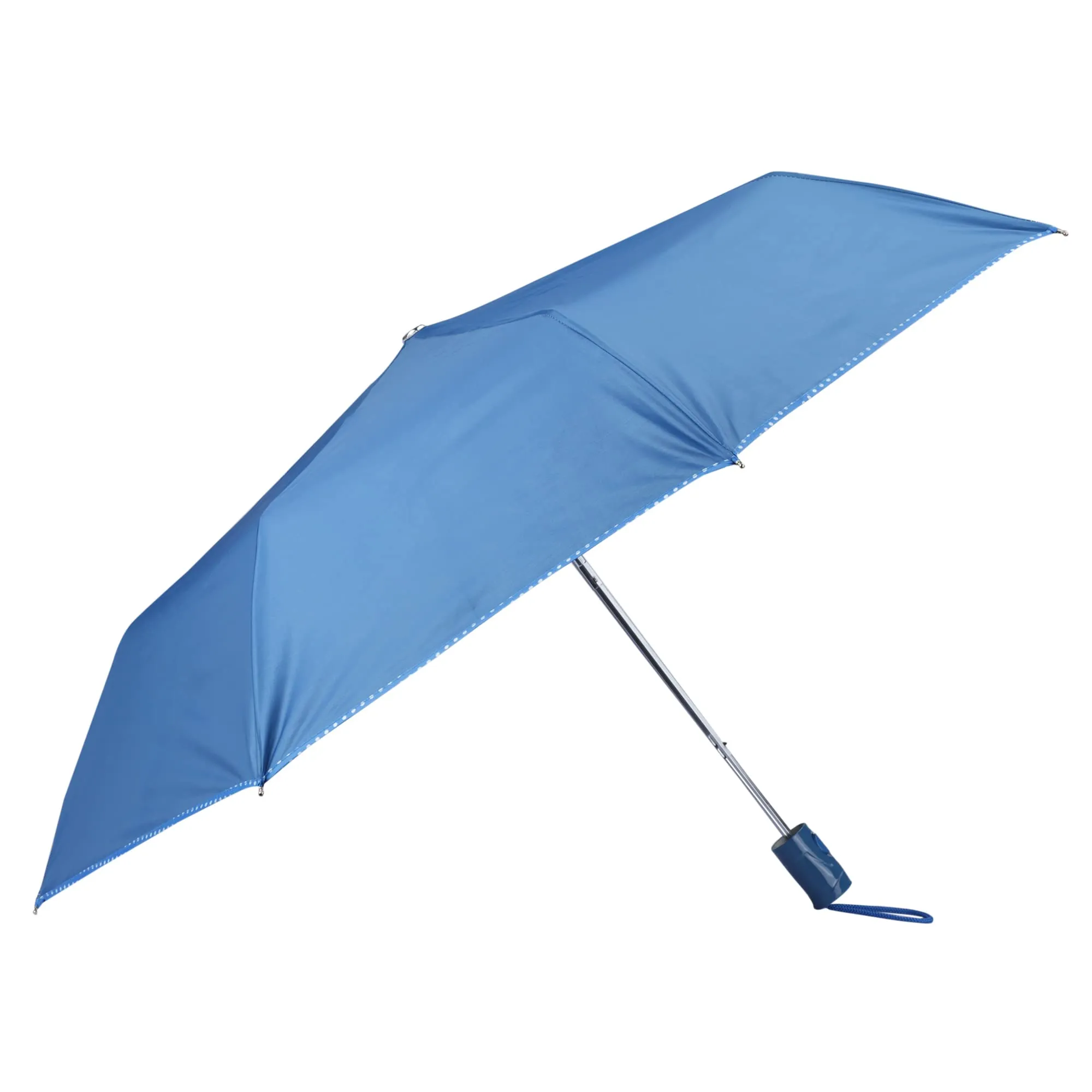 THE CLOWNFISH Umbrella Monochrome Series 3 Fold Auto Open Waterproof Water Repellent 190 T Polyester Double Coated Silver Lined Dotted Border Umbrellas For Men and Women (Dark Blue)