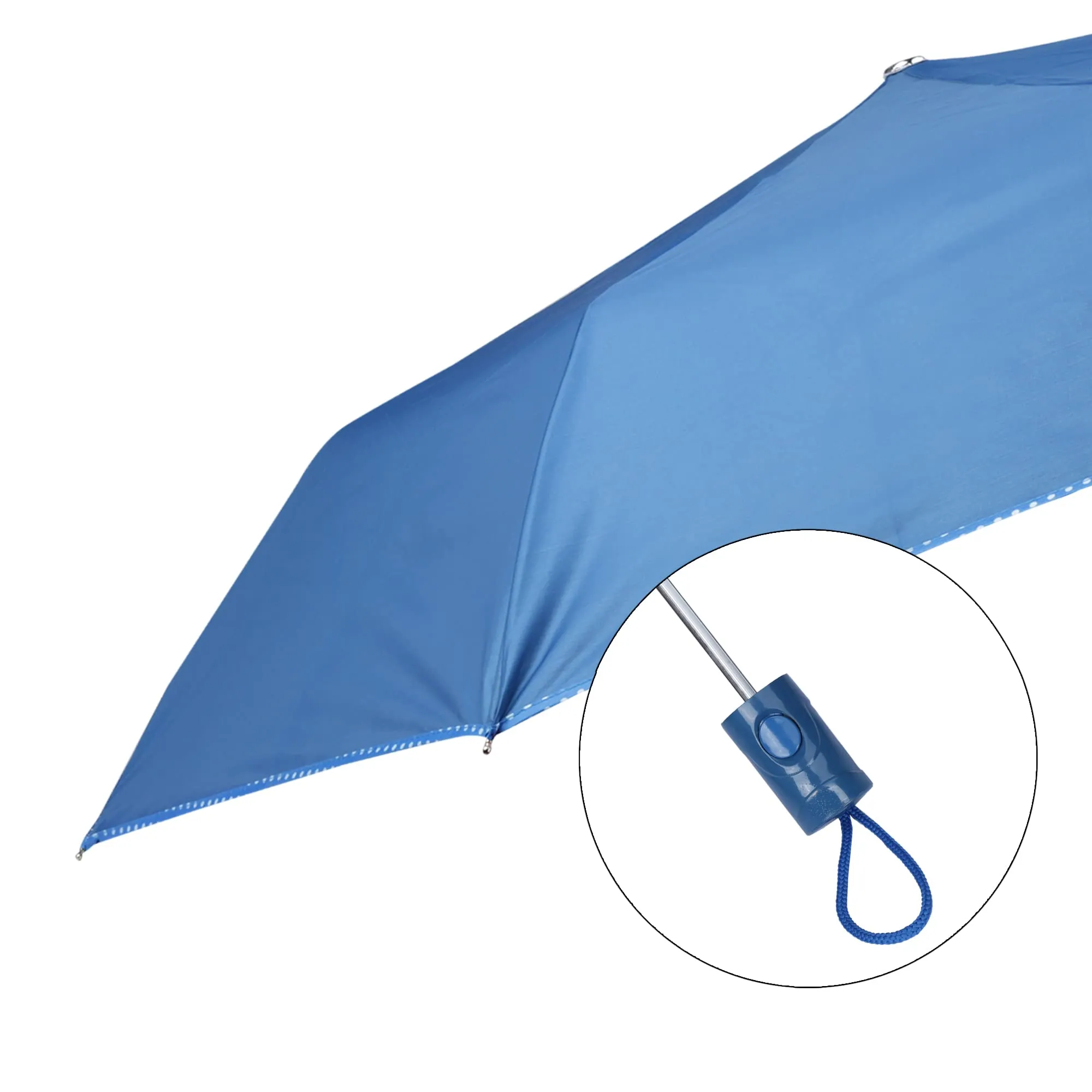 THE CLOWNFISH Umbrella Monochrome Series 3 Fold Auto Open Waterproof Water Repellent 190 T Polyester Double Coated Silver Lined Dotted Border Umbrellas For Men and Women (Dark Blue)