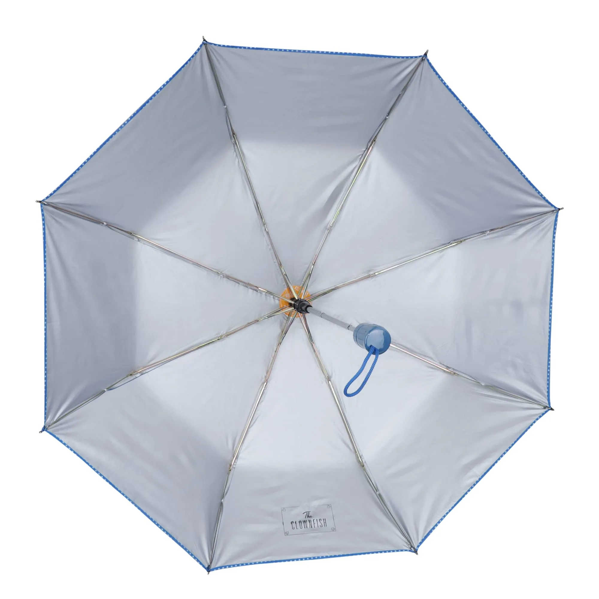 THE CLOWNFISH Umbrella Monochrome Series 3 Fold Auto Open Waterproof Water Repellent 190 T Polyester Double Coated Silver Lined Dotted Border Umbrellas For Men and Women (Dark Blue)