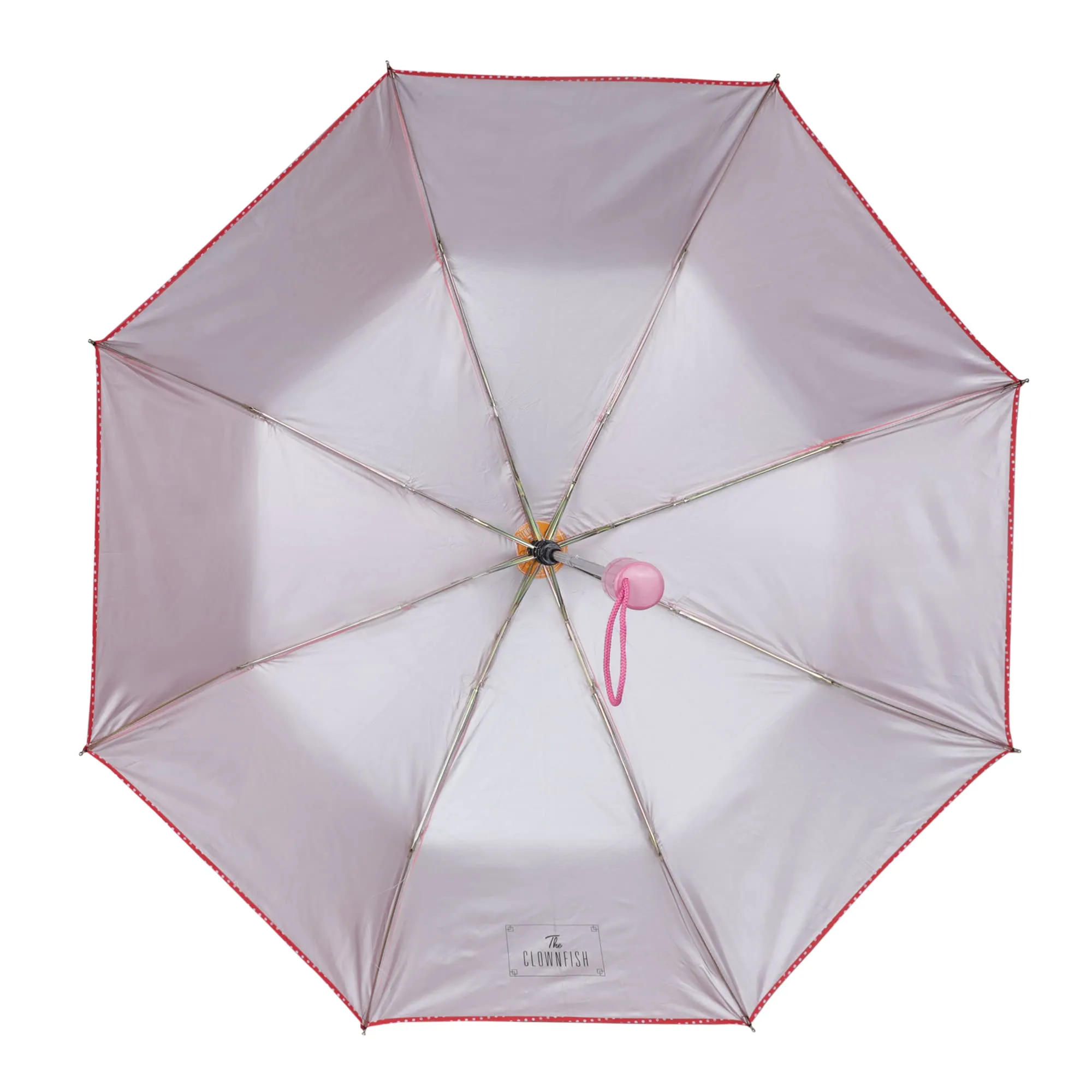 THE CLOWNFISH Umbrella Monochrome Series 3 Fold Auto Open Waterproof Water Repellent 190 T Polyester Double Coated Silver Lined Dotted Border Umbrellas For Men and Women (Dark Peach)