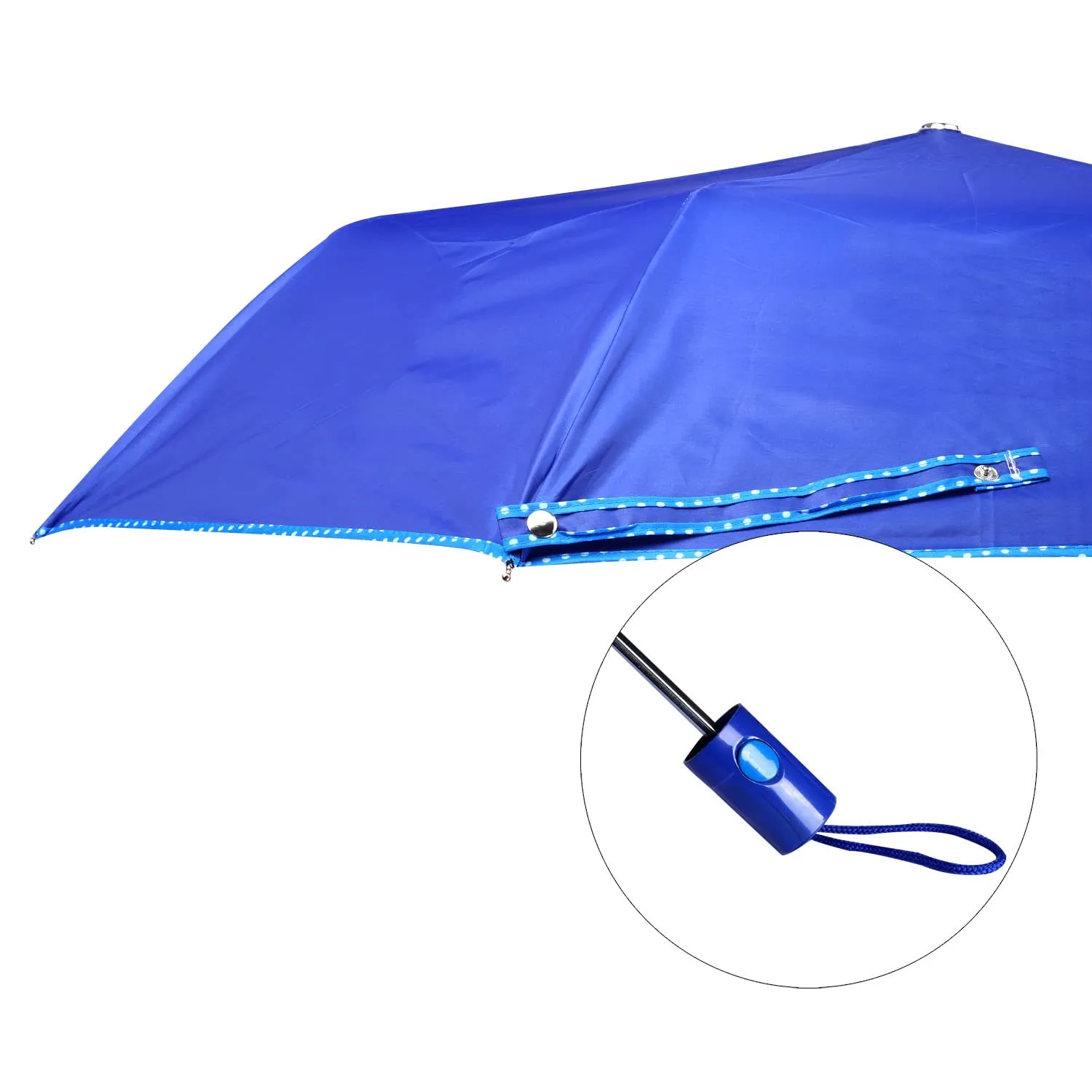 THE CLOWNFISH Umbrella Monochrome Series 3 Fold Auto Open Waterproof Water Repellent 190 T Polyester Double Coated Silver Lined Dotted Border Umbrellas For Men and Women (Ink Blue)