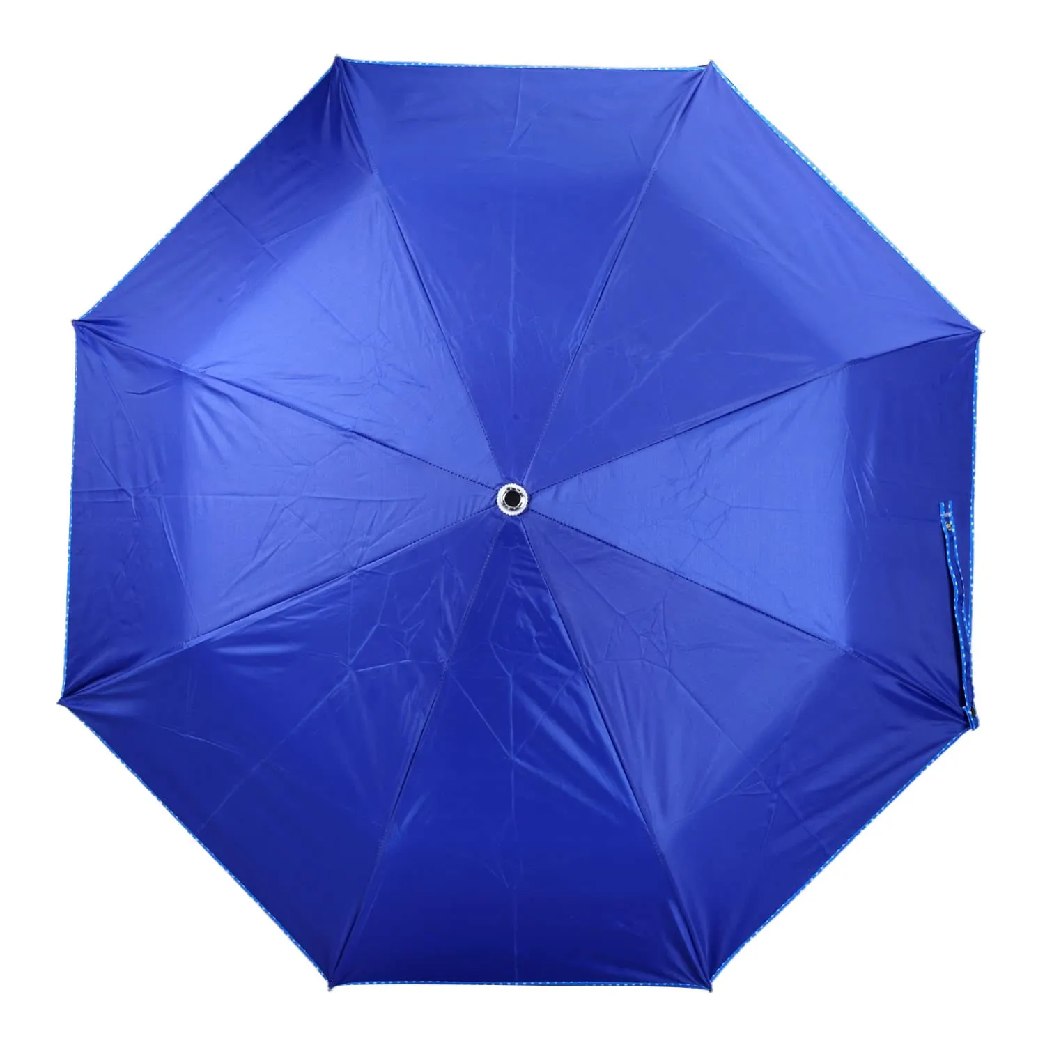 THE CLOWNFISH Umbrella Monochrome Series 3 Fold Auto Open Waterproof Water Repellent 190 T Polyester Double Coated Silver Lined Dotted Border Umbrellas For Men and Women (Ink Blue)