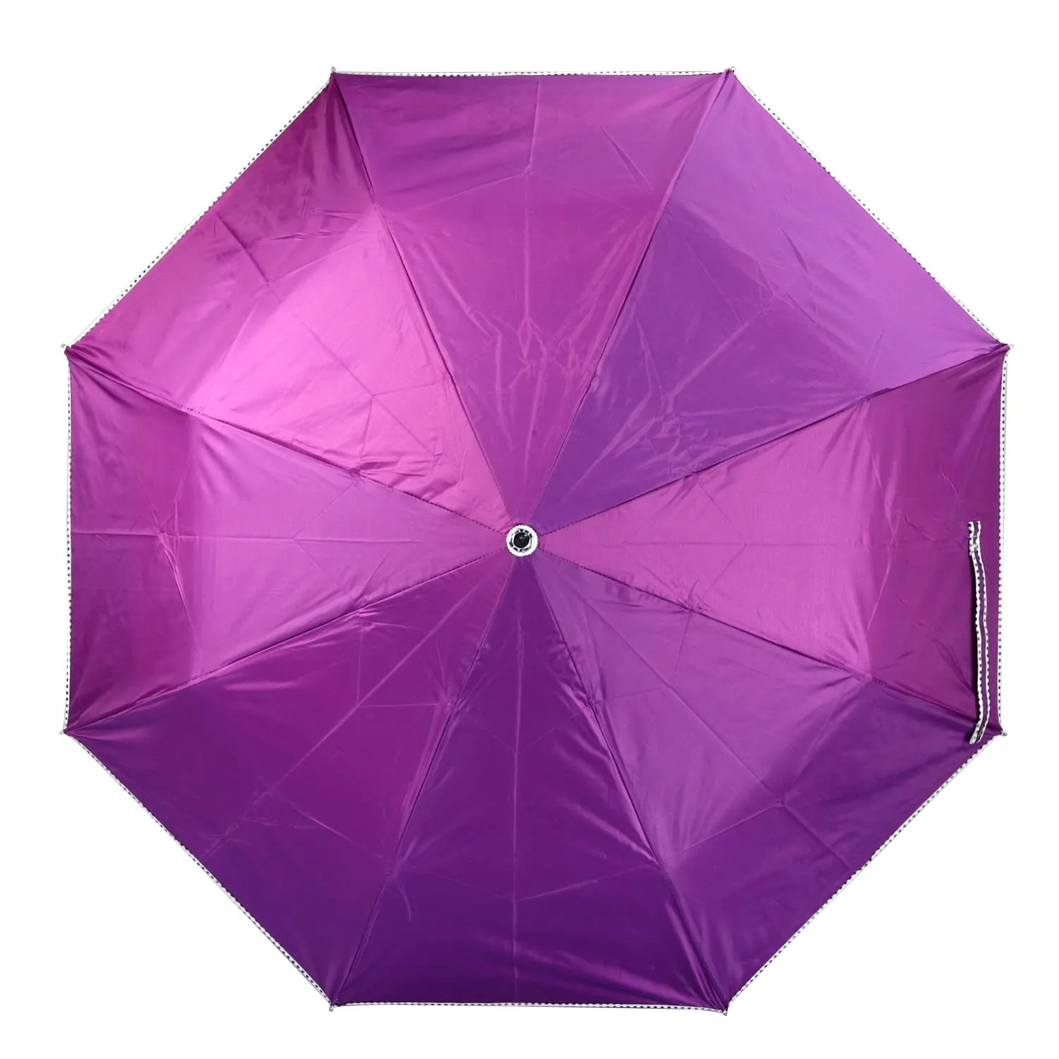 THE CLOWNFISH Umbrella Monochrome Series 3 Fold Auto Open Waterproof Water Repellent 190 T Polyester Double Coated Silver Lined Dotted Border Umbrellas For Men and Women (Violet)