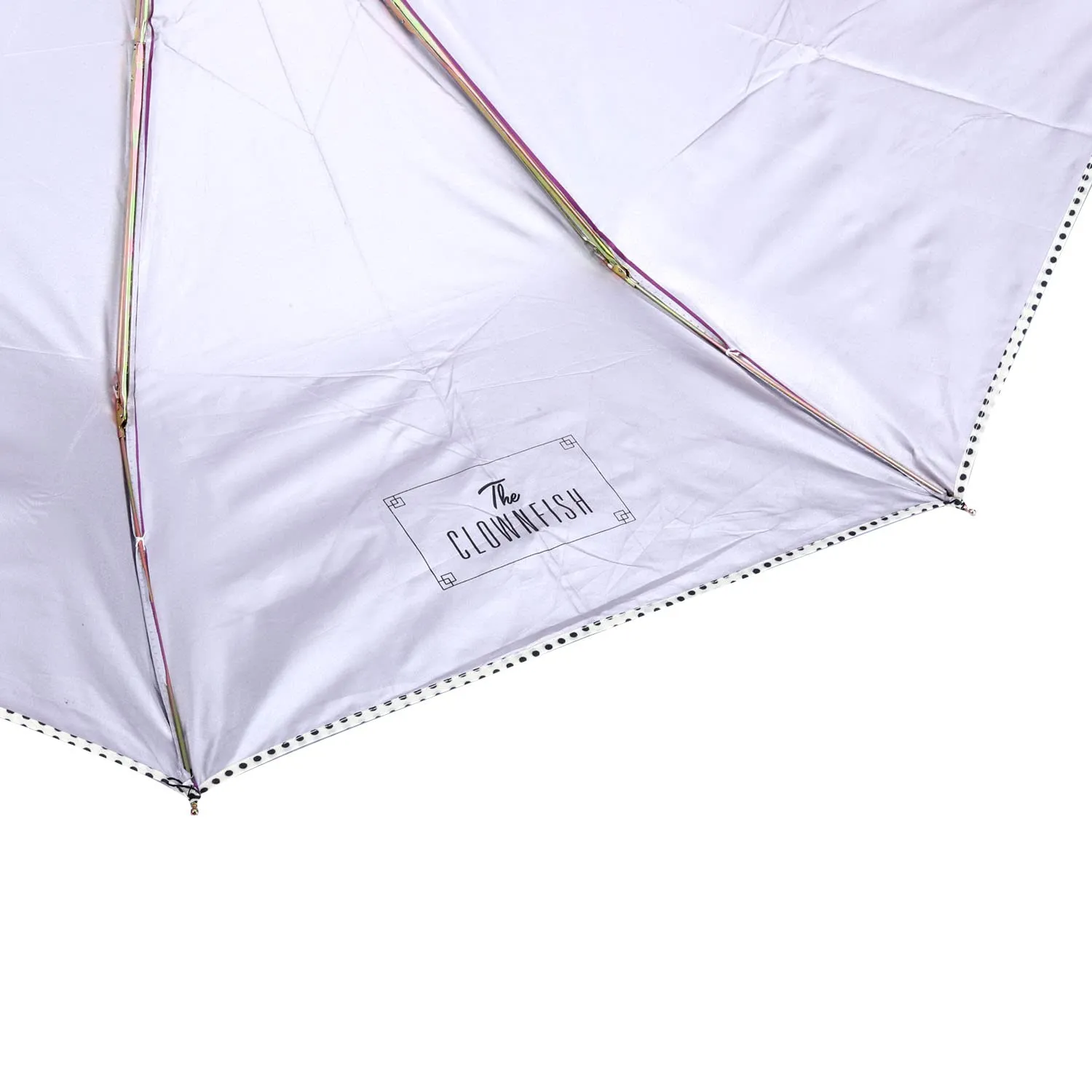 THE CLOWNFISH Umbrella Monochrome Series 3 Fold Auto Open Waterproof Water Repellent 190 T Polyester Double Coated Silver Lined Dotted Border Umbrellas For Men and Women (Violet)