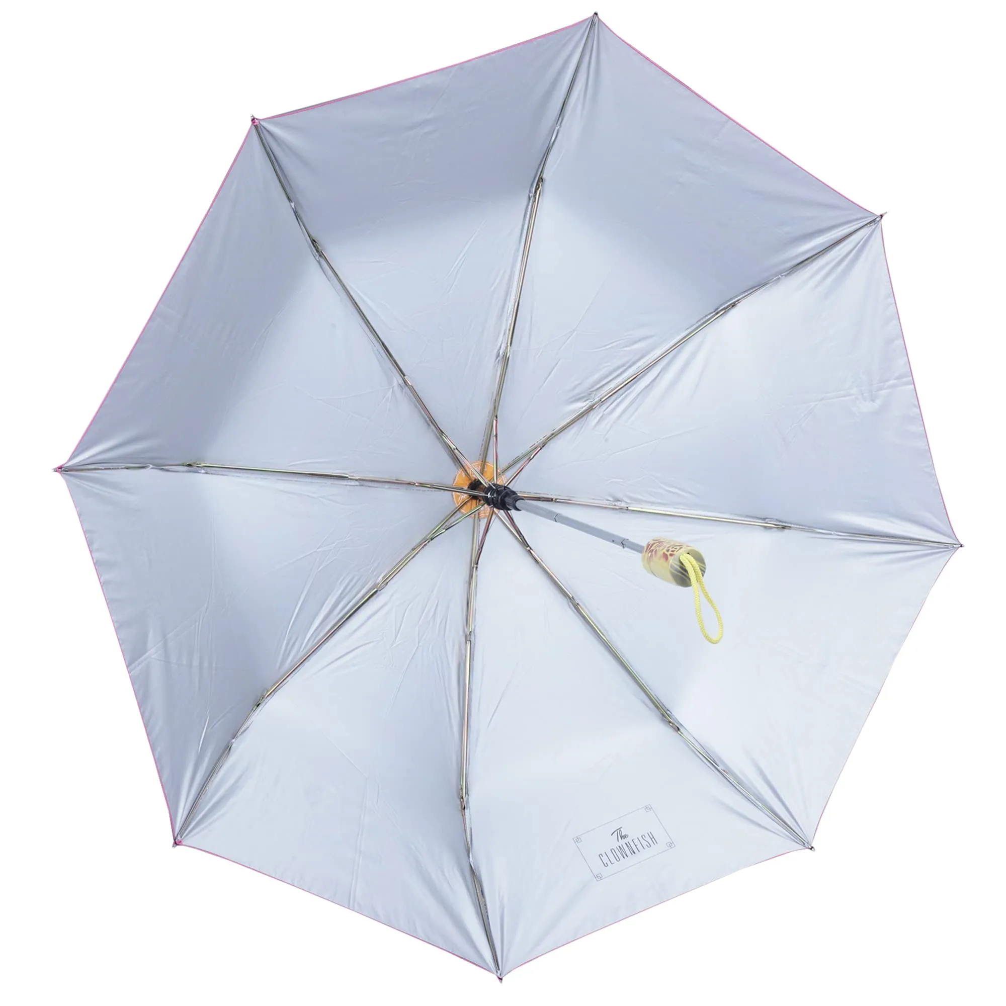 THE CLOWNFISH Umbrella Octagon Series 3 Fold Auto Open Waterproof Water Repellent Nylon Double Coated Silver Lined Umbrellas For Men and Women (Multicolour-Yellow Handle)