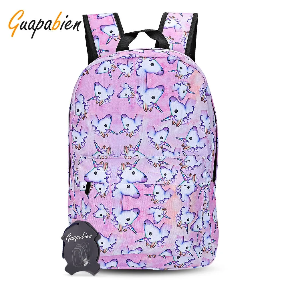 Traveling Girls 3D Unicorn Print Backpack Zipper School Bag