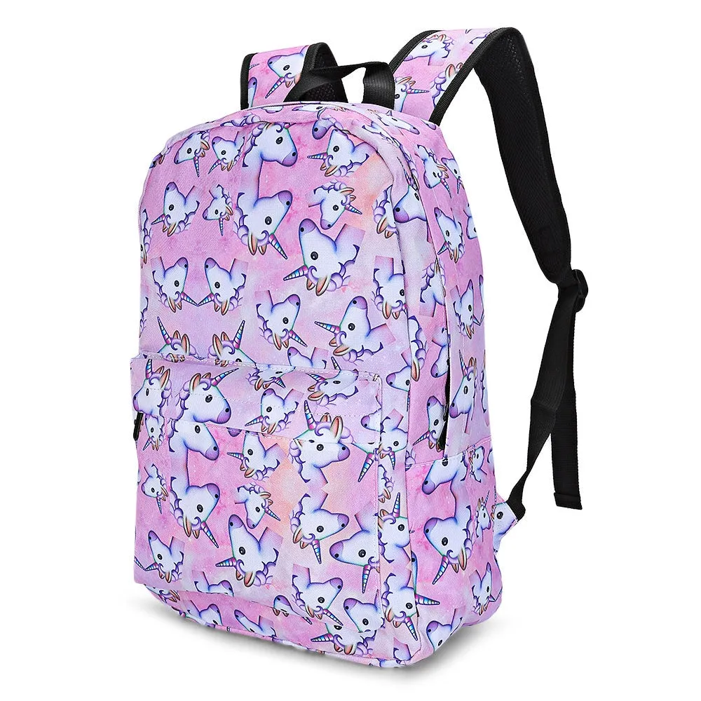 Traveling Girls 3D Unicorn Print Backpack Zipper School Bag