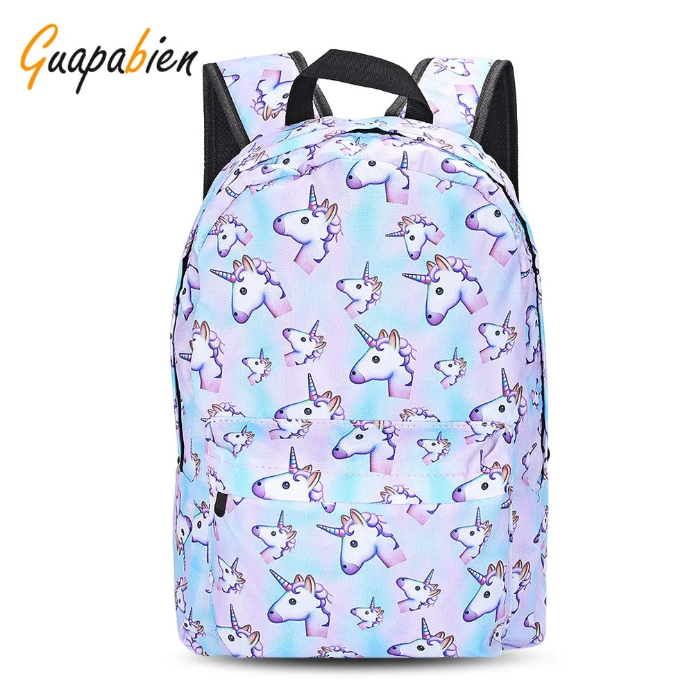 Traveling Girls 3D Unicorn Print Backpack Zipper School Bag