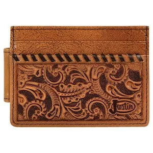 Trenditions Justin Men's Card Tooled Whipstitch Wallet