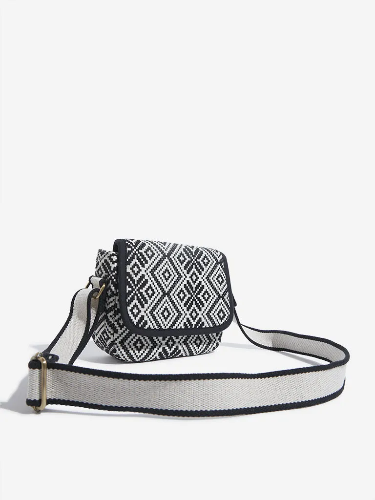 Westside Black & White Geometric Crossbody Bag