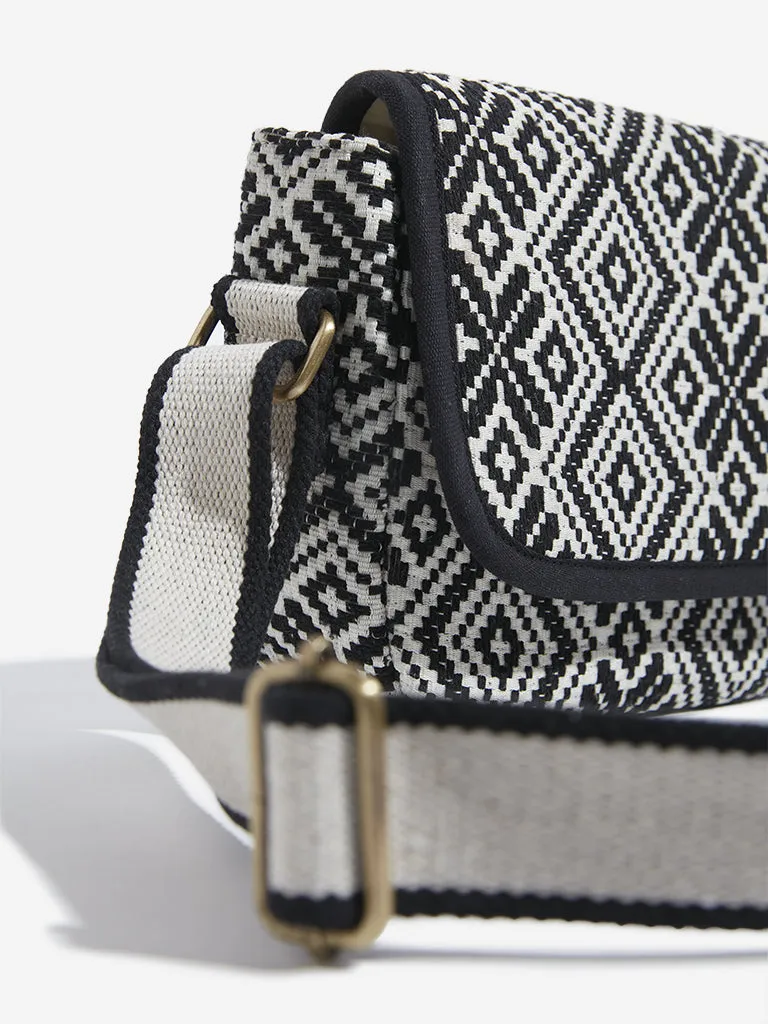 Westside Black & White Geometric Crossbody Bag