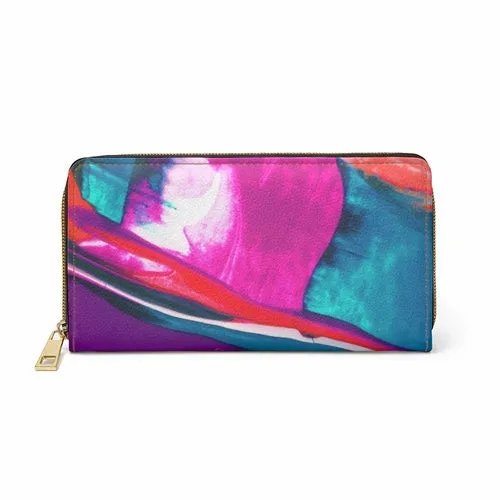 Wristlet Phone Wallet, Pink and Purple Multicolor Abstract Style Purse